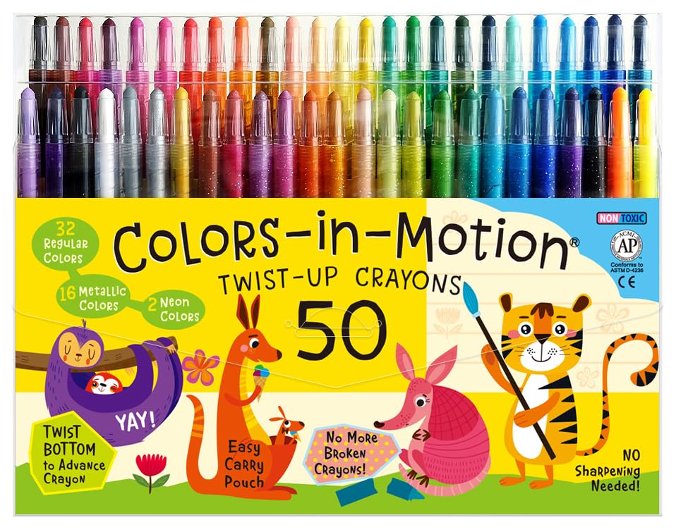 クレヨン7色。 Amazon.co.jp: Colors-in-Motion ツイストアップ 50色セット クレヨン